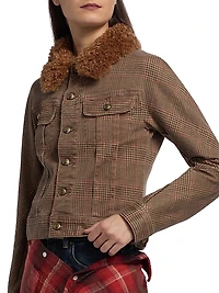 Plaid Skinny-Fit Trucker Jacket
