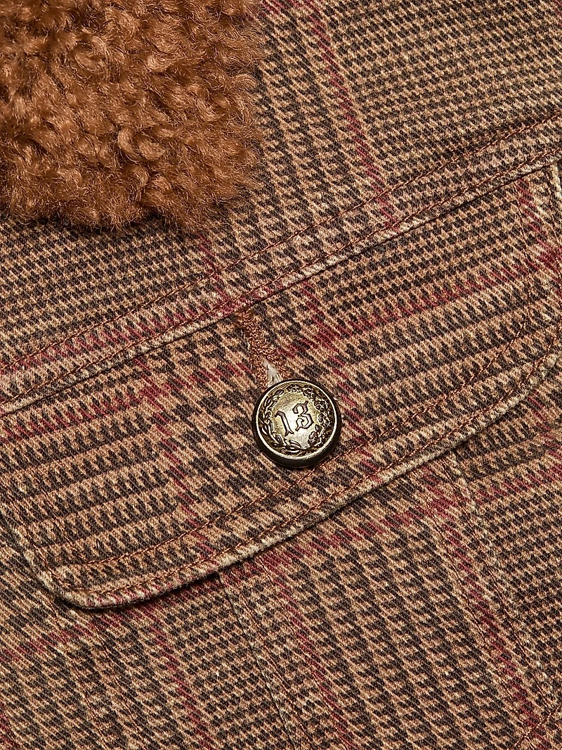 Plaid Skinny-Fit Trucker Jacket