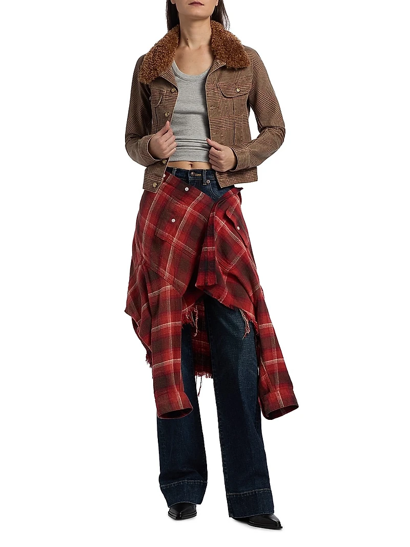 Plaid Skinny-Fit Trucker Jacket