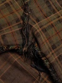Shredded-Seam Plaid Cotton Shirt