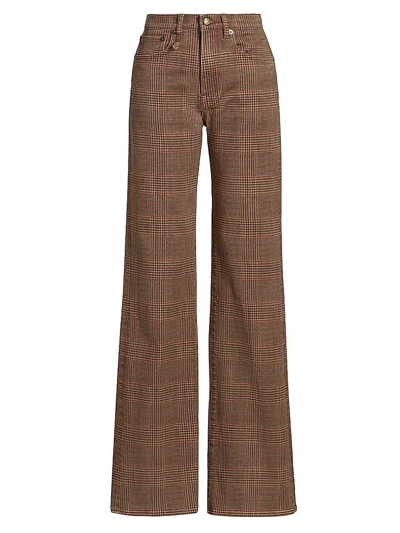 Charlotte Plaid Wide-Leg Jeans