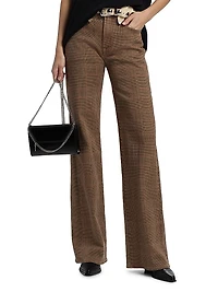Charlotte Plaid Wide-Leg Jeans