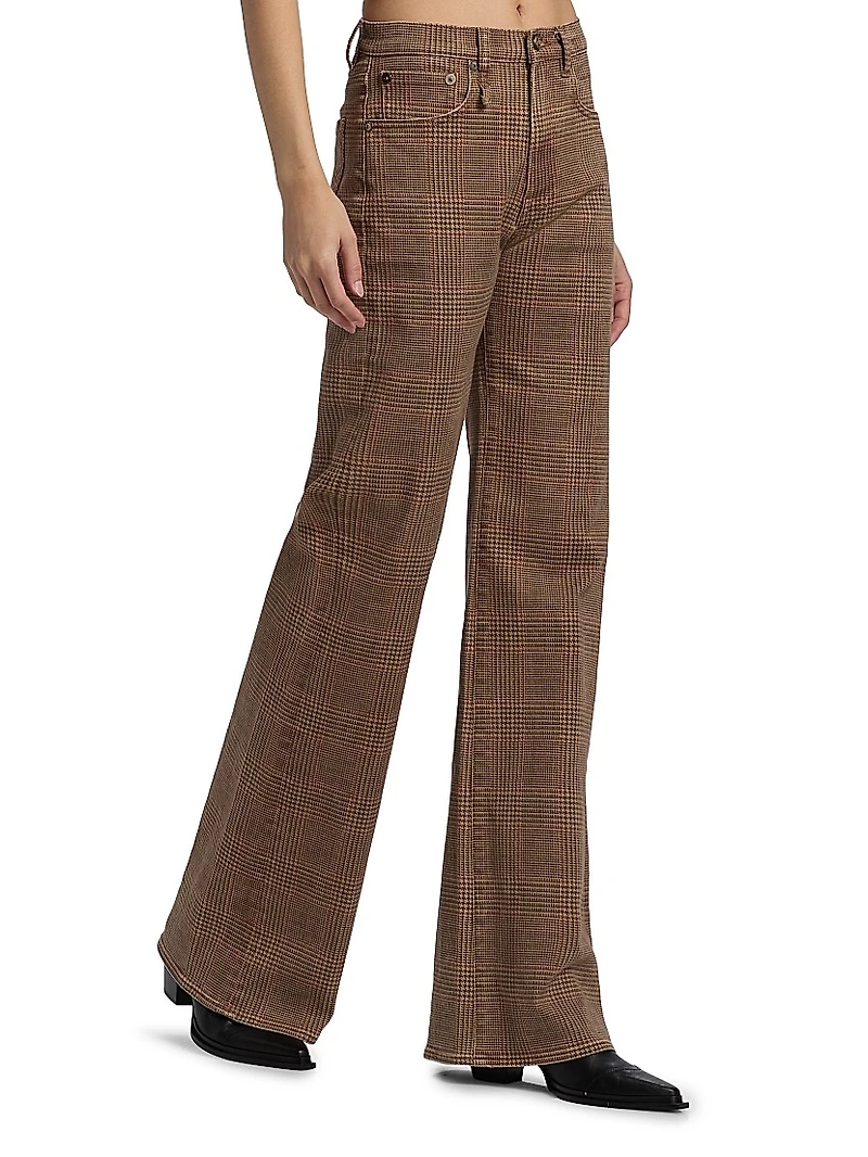 Charlotte Plaid Wide-Leg Jeans