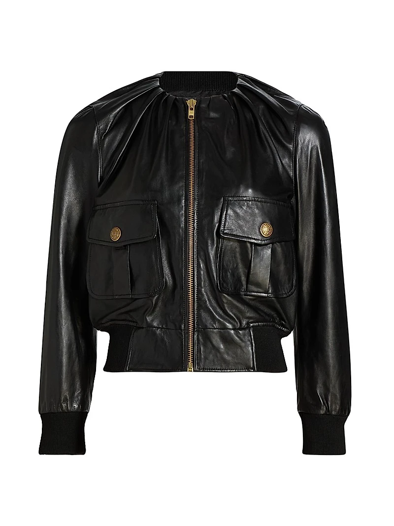 Pleated Leather Jacket