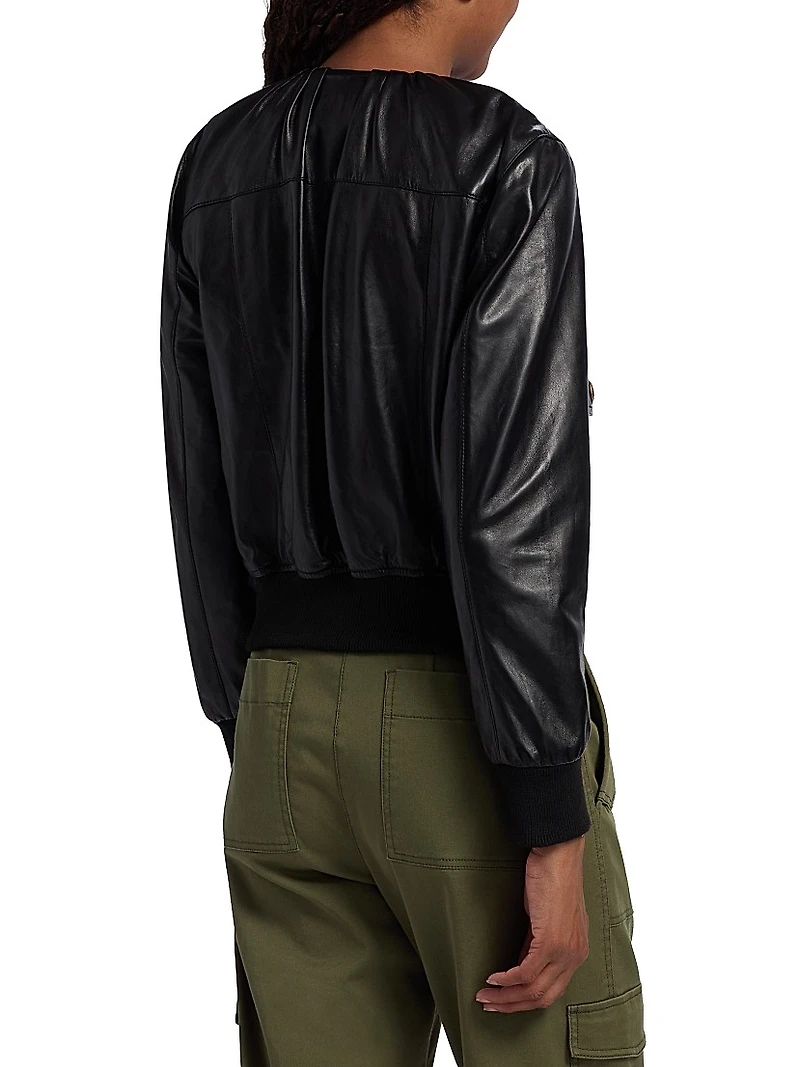 Pleated Leather Jacket
