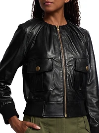 Pleated Leather Jacket