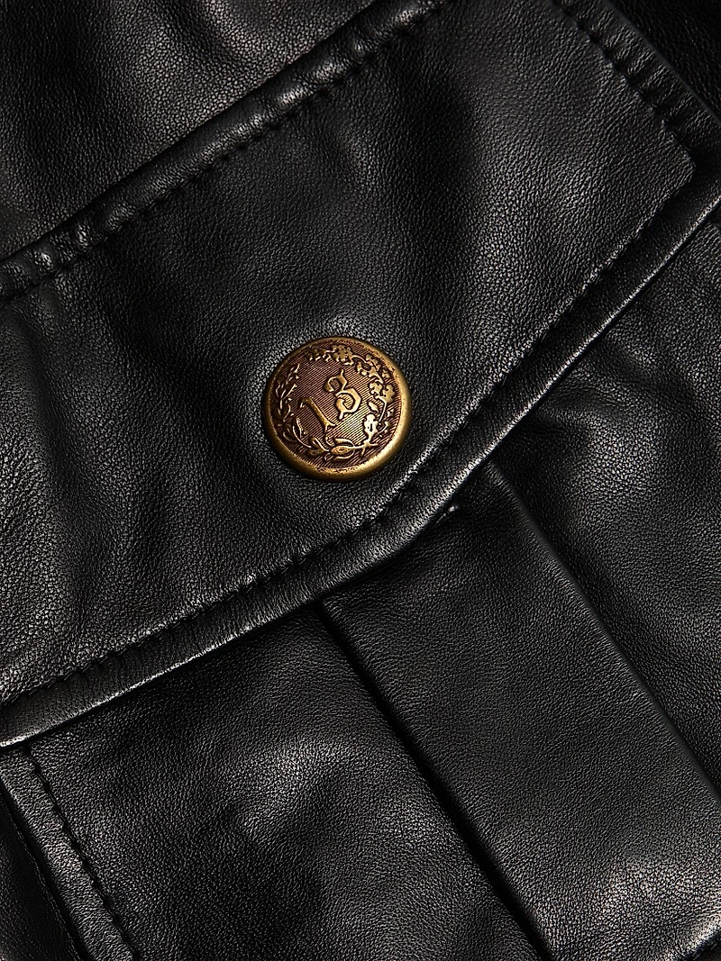 Pleated Leather Jacket