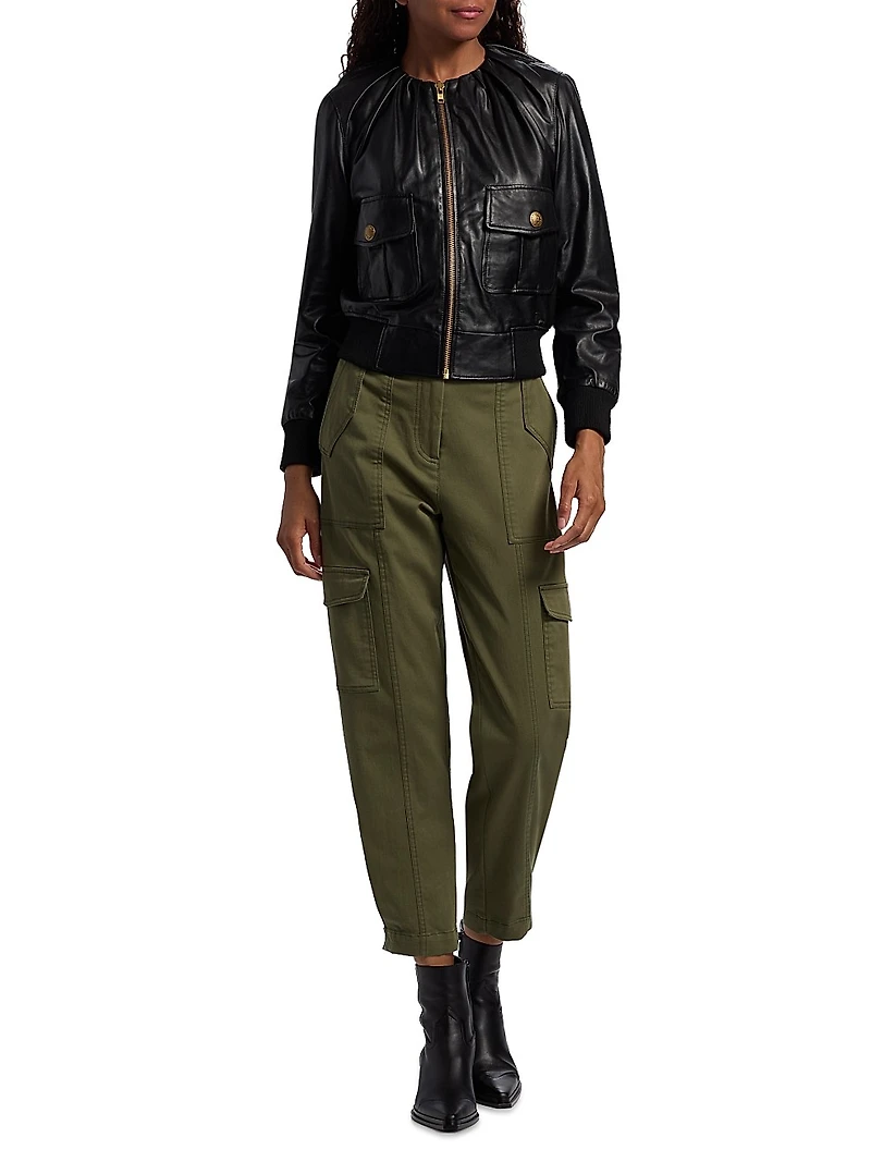 Pleated Leather Jacket