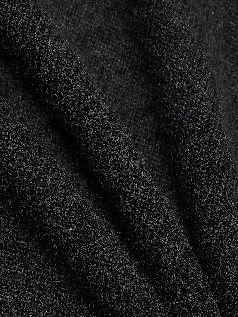 Distressed Rib-Knit Cashmere Crop Sweater