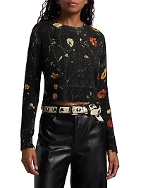 Floral Merino Wool Crop Sweater