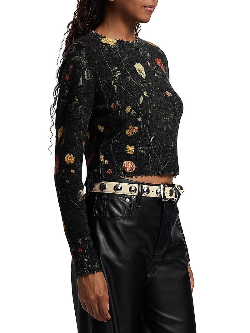 Floral Merino Wool Crop Sweater