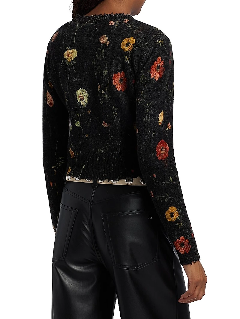 Floral Merino Wool Crop Sweater