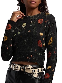 Floral Merino Wool Crop Sweater