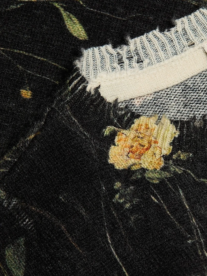 Floral Merino Wool Crop Sweater