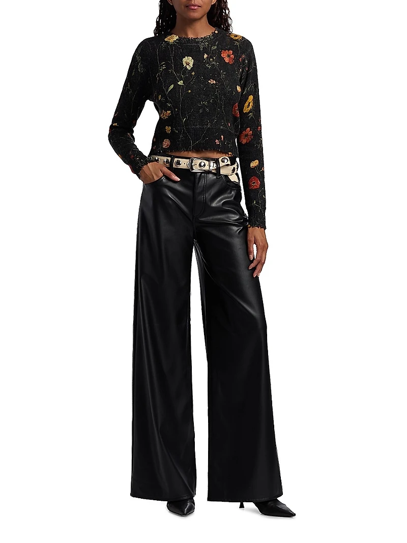 Floral Merino Wool Crop Sweater