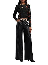 Floral Merino Wool Crop Sweater