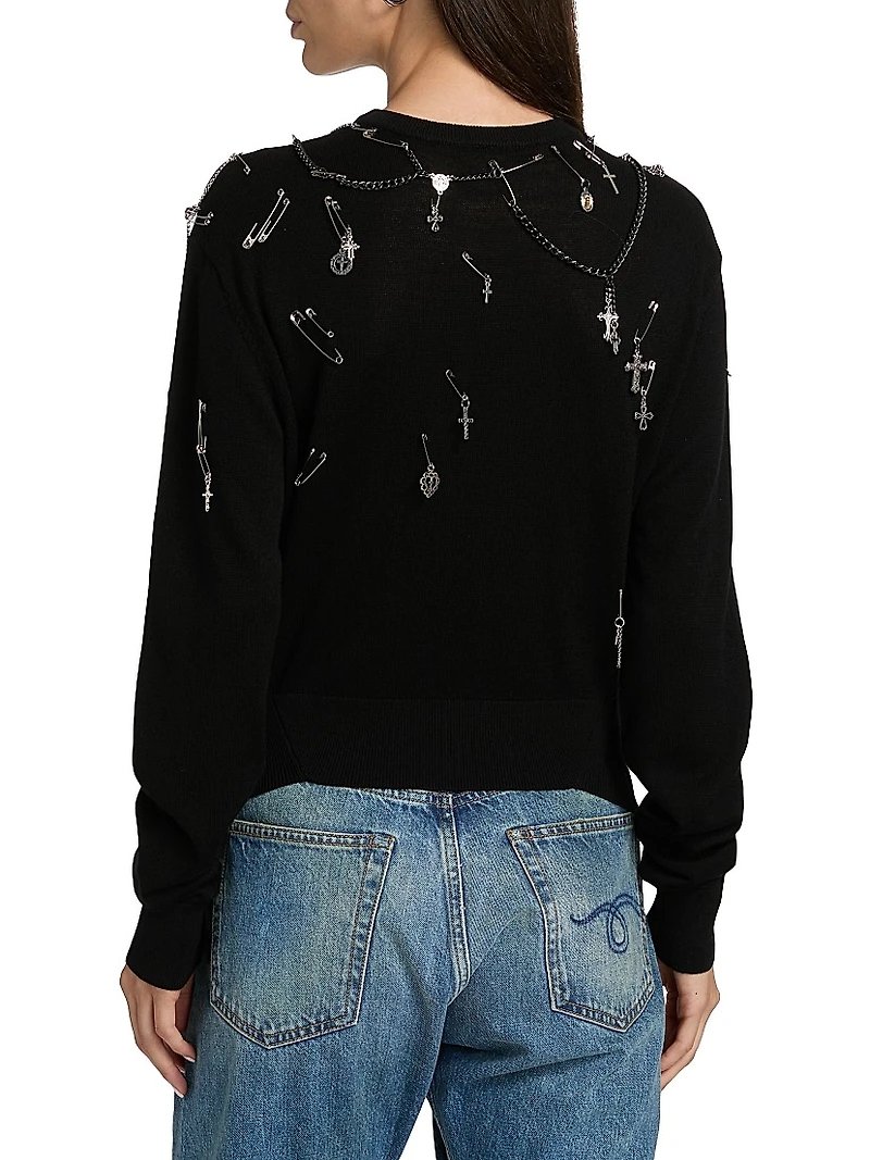 Embellished Merino Wool Sweater