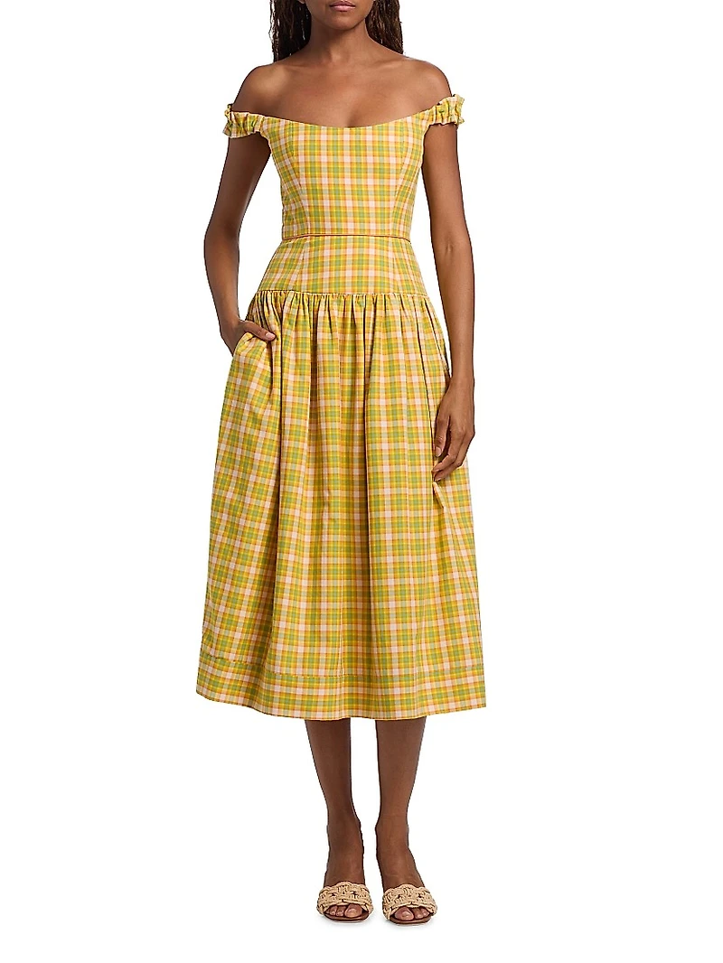 Giorgia Plaid Cotton Midi-Dress