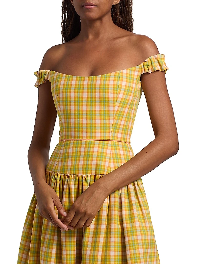 Giorgia Plaid Cotton Midi-Dress
