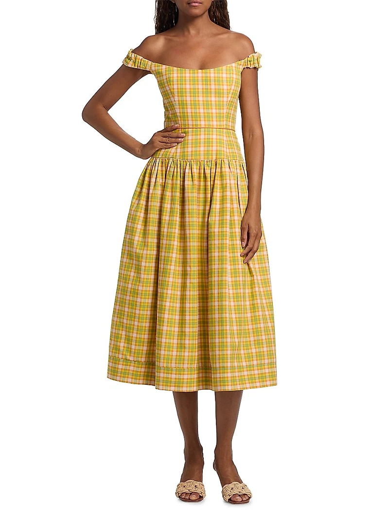 Giorgia Plaid Cotton Midi-Dress