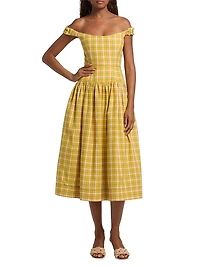 Giorgia Plaid Cotton Midi-Dress
