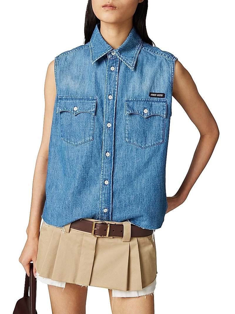 Sleeveless Chambray Shirt