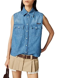 Sleeveless Chambray Shirt