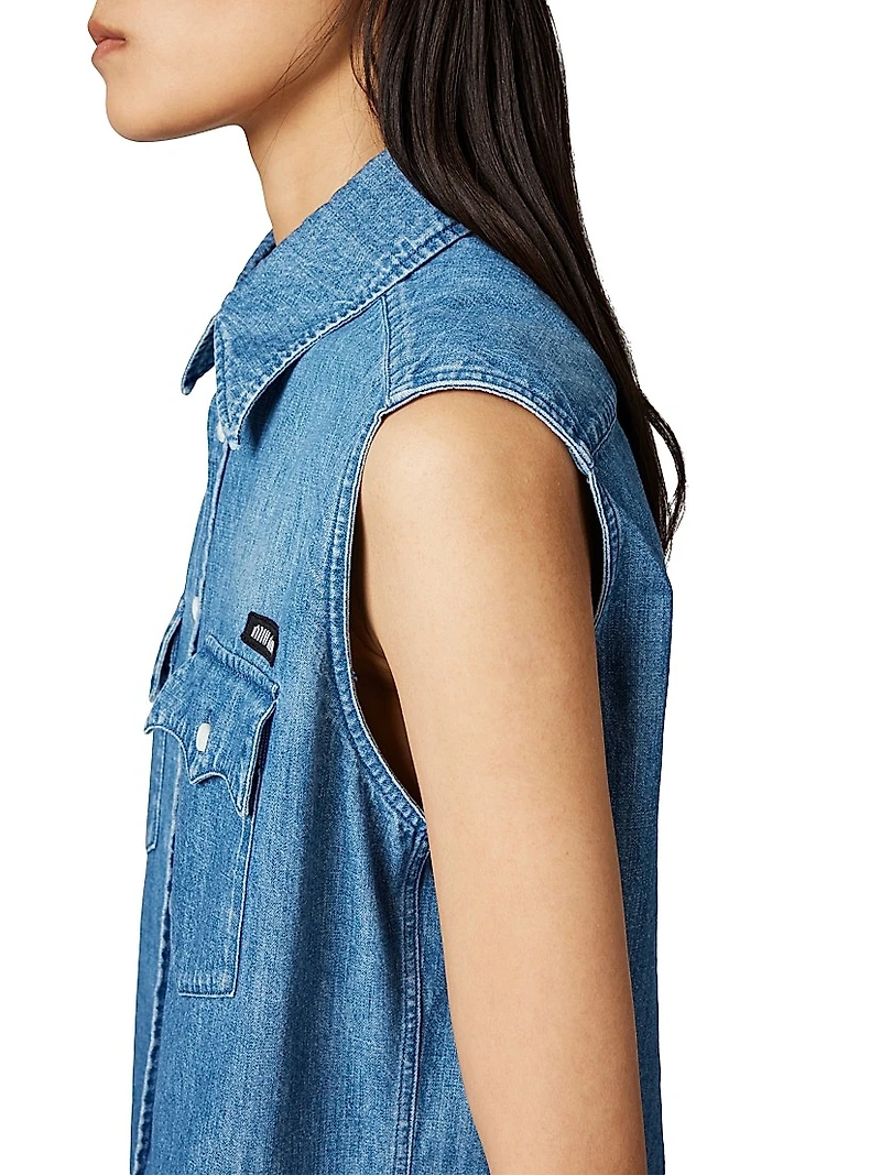 Sleeveless Chambray Shirt