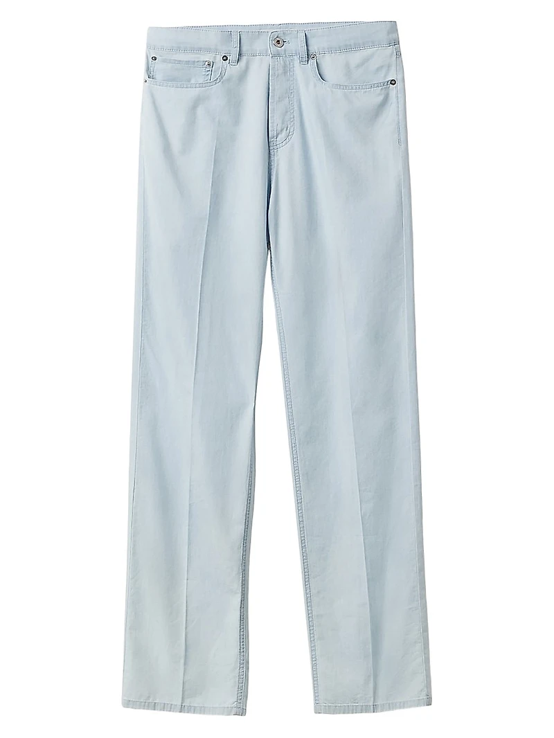 Five-Pocket Chambray Denim Jeans