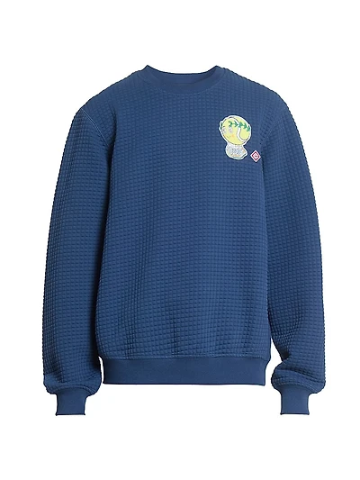 Tennis Waffle-Knit Crewneck Sweatshirt