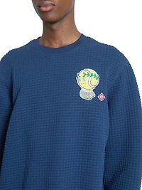 Tennis Waffle-Knit Crewneck Sweatshirt