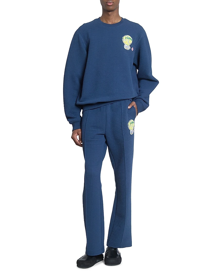 Tennis Waffle-Knit Crewneck Sweatshirt