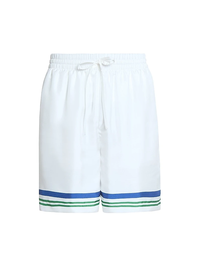 Tennis Ball Striped Silk Shorts