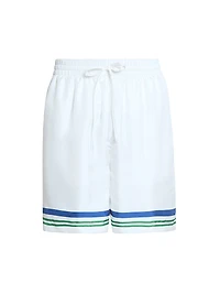Tennis Ball Striped Silk Shorts