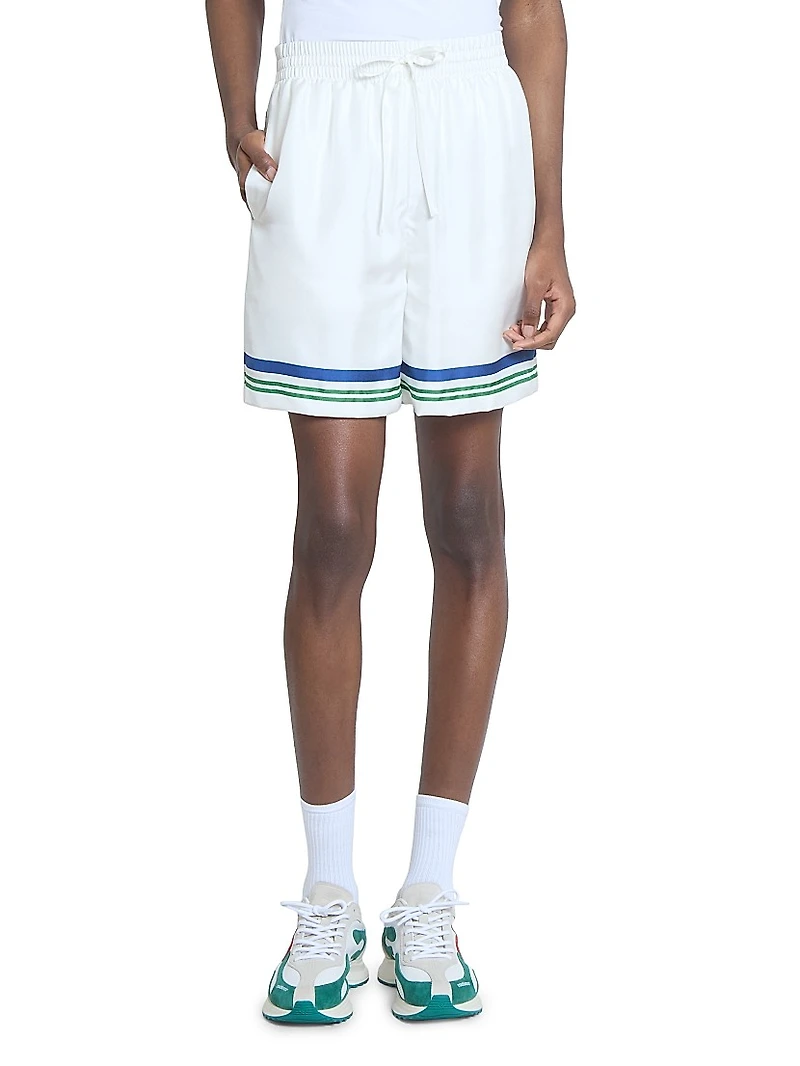 Tennis Ball Striped Silk Shorts