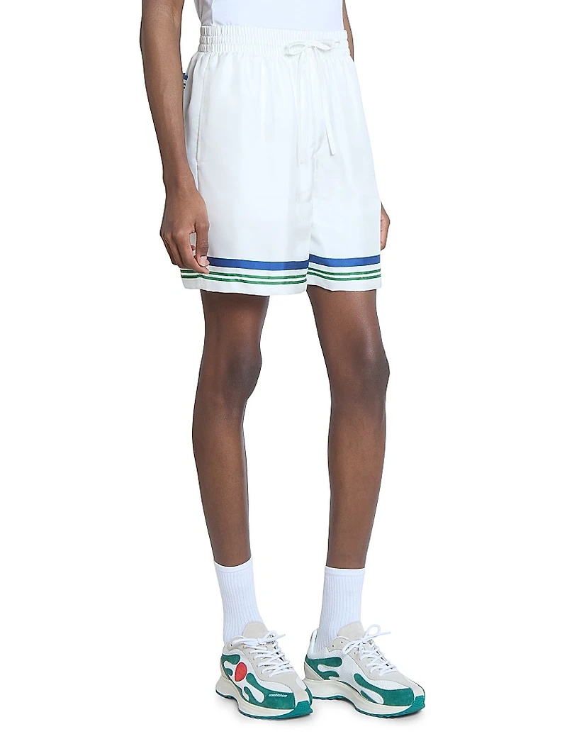 Tennis Ball Striped Silk Shorts