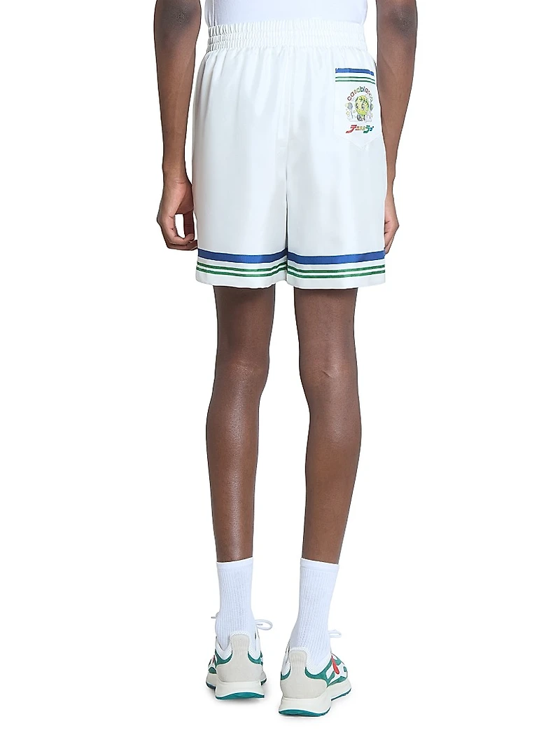Tennis Ball Striped Silk Shorts