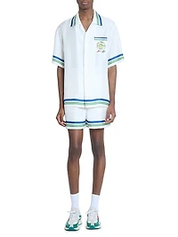 Tennis Ball Striped Silk Shorts