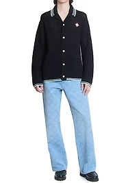 Embroidered Faux Crochet Camp Shirt