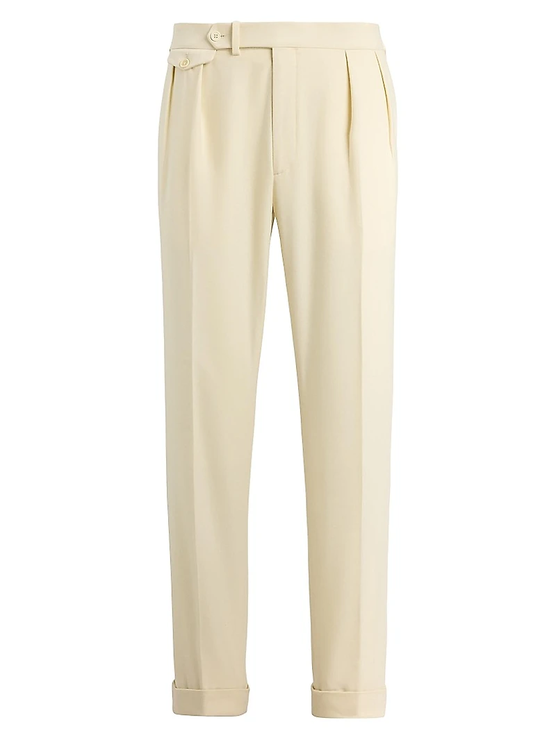 Pleated Wool Flannel Trousers