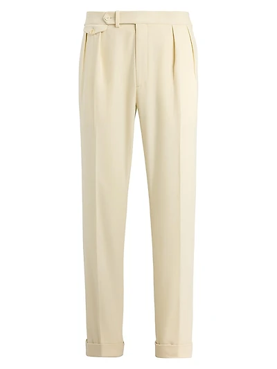 Pleated Wool Flannel Trousers