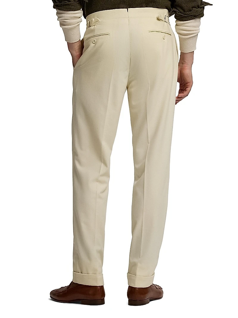 Pleated Wool Flannel Trousers