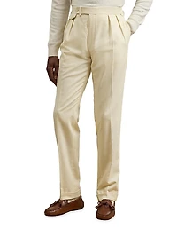 Pleated Wool Flannel Trousers