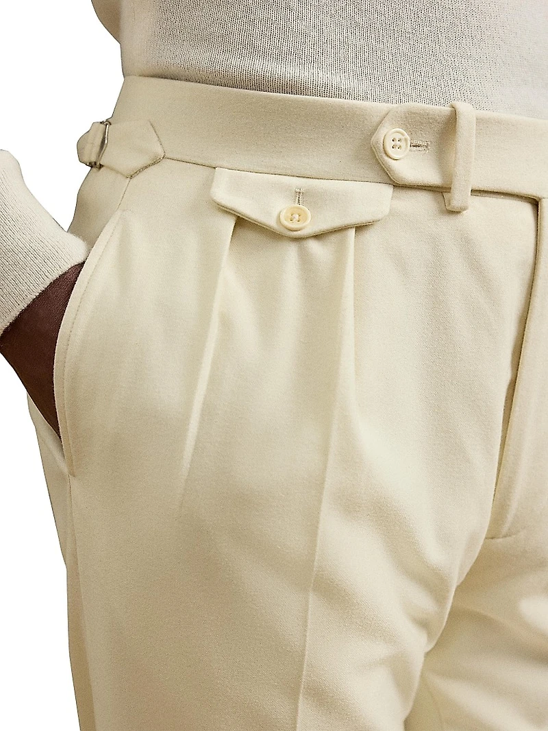 Pleated Wool Flannel Trousers