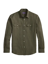 Solid Linen Button-Front Shirt