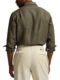 Solid Linen Button-Front Shirt