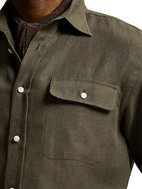 Solid Linen Button-Front Shirt