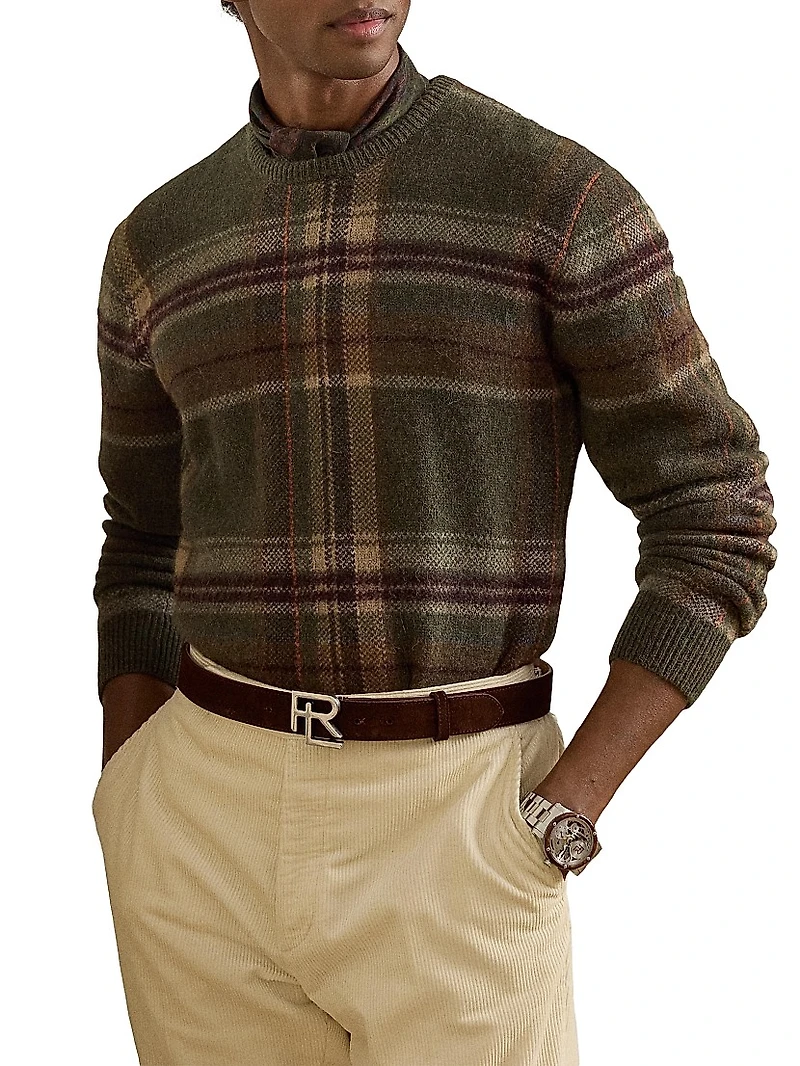 Plaid Alpaca-Blend Sweater