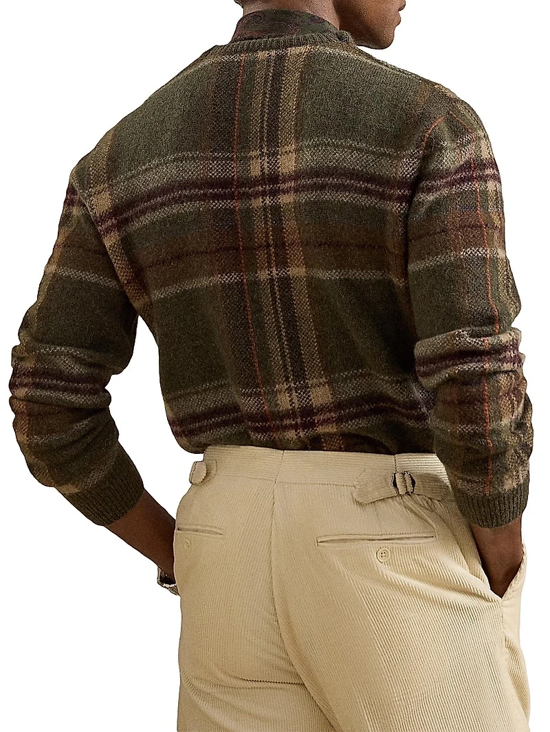 Plaid Alpaca-Blend Sweater