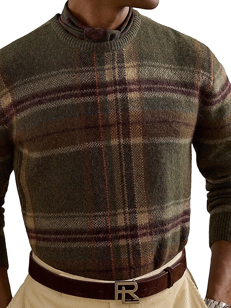 Plaid Alpaca-Blend Sweater